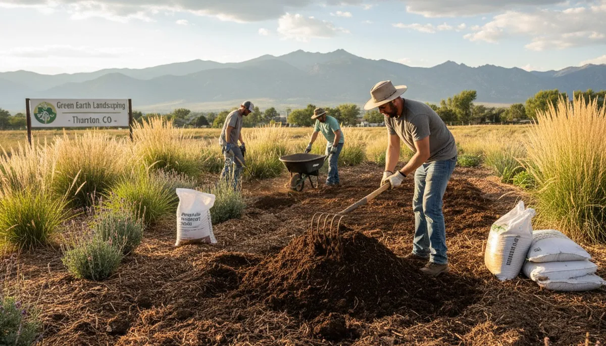 Organic compost and fertilizer soil amendment by landscapers in Thornton, CO for sustainable yards